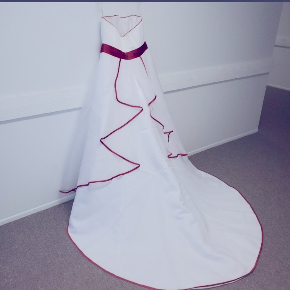 David's Bridal Ivory Wedding Gown with veil-Size 4